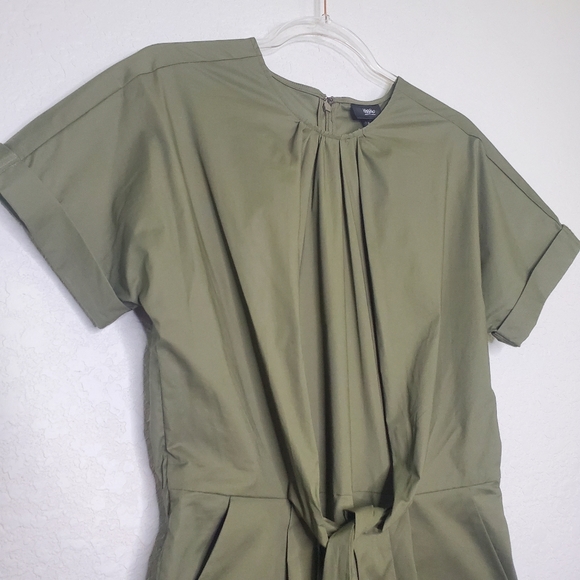 NWT MOSSIMO | Olive Green Tie Front Romper Shorts - Picture 4 of 8